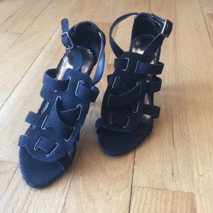 Bebe faux snakeskin heels